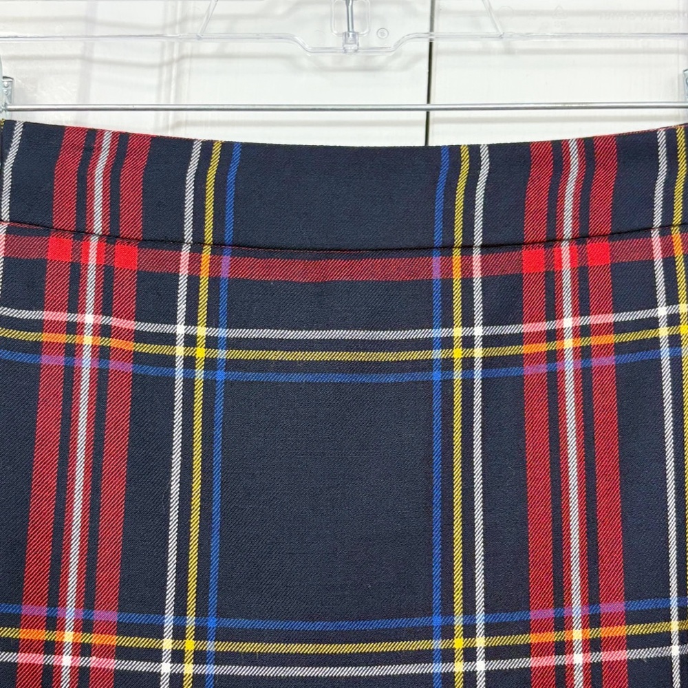 Talbots Preppy Navy Blue & Red Multi Plaid Tartan Wool Mini Skirt 12P - Picture 3 of 15